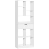 HOMCOM Bibliotecă mobilier de depozitare cu sertar și rafturi deschise, 60 x 26 x 158 cm, alb | Aosom Romania