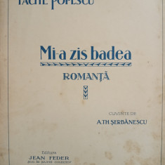 Mi-a zis badea / Romanță / Tache Popescu / partitură note muzicale
