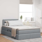 Cumpara ieftin Pat cu LED si saltea Gri deschis 120 x 200 cm Tesatura