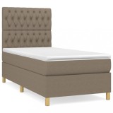 Cumpara ieftin Pat box spring cu saltea, gri taupe, 90x190 cm, textil