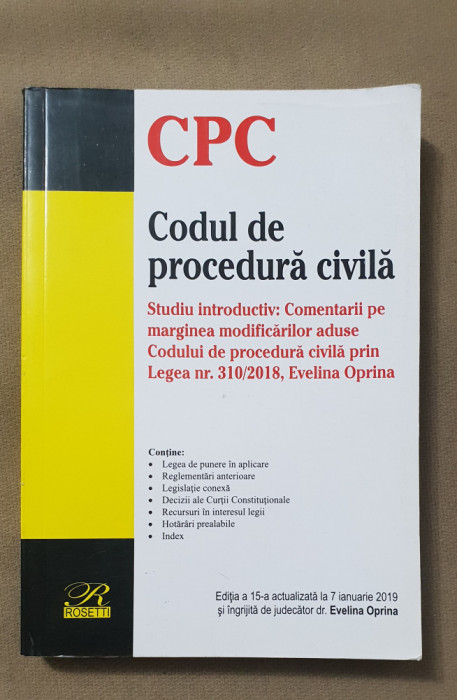 CPC Codul de procedură civilă (comentarii legea 310/2018, Evelina Oprina)