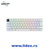 Tastatura mecanica gaming Logitech G PRO X 60 LIGHTSPEED, Ultra Compact TKL, Lightsync RGB, switch-uri GX tactile, Alb
