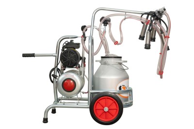 Aparat de muls vaci EMT, un bidon aluminiu 40 litri, un post, pompa vacuum ulei foto