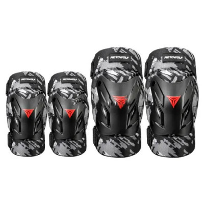 Set protectii moto unisex MOTOWOLF - genunchere si cotiere, ajustabile, 4 piese, PP Shell, 600D oxford, quick release foto