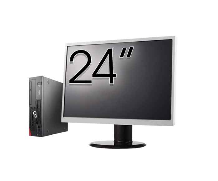 Pachet Calculator Second Hand Fujitsu Esprimo D556 SFF, Intel Core i3-6100 3.70GHz, 8GB DDR4, 500GB HDD + Monitor 24&amp;quot; NewTechnology Media
