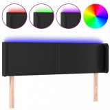 Cumpara ieftin Tablie de pat cu LED, negru, 147x16x78/88 cm, piele ecologica