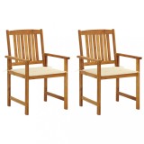 vidaXL Scaune de grădină cu perne, 2 buc., lemn masiv acacia 3061171