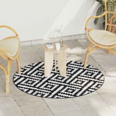 vidaXL Covor de exterior, ARAKIL alb și negru, &Oslash;120 cm, PP