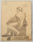 Adamo Scultori &quot;Studiu dupa Michelangelo&quot; gravura cca 1547-1587, Religie, Cerneala, Altul