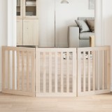 vidaXL Poartă pentru c&acirc;ini pliabilă, 3 panouri, 150 cm, lemn de plop