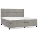 Cumpara ieftin Pat box spring cu saltea, gri deschis, 200x200 cm, catifea