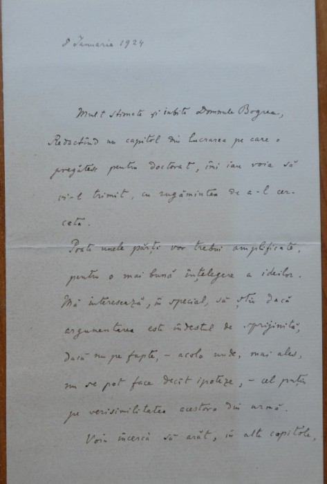 Scrisoare Teodor A. Naum catre Vasile Bogrea, 1924, cu plic