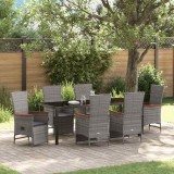 Cumpara ieftin Set de masă pentru grădină cu pernă 7 pcs Gri Rattan poli