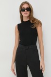 BOSS vestă culoarea negru, cu turtleneck, 50473237