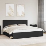 Cumpara ieftin Cadru de pat cu headboard Negru 200 x 200 cm Lemn de pin masiv