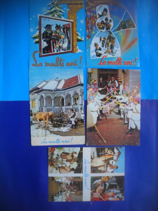 HOPCT LOT NR 1122 -IP-CRACIUN-COLINDATORI-COSTUM-5 CARTI POSTALE-CIRCULATE
