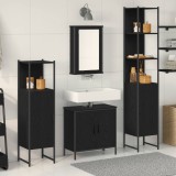 vidaXL Set de mobilier pentru baie cu raft 4 pcs Negru Lemn compozit 3334435