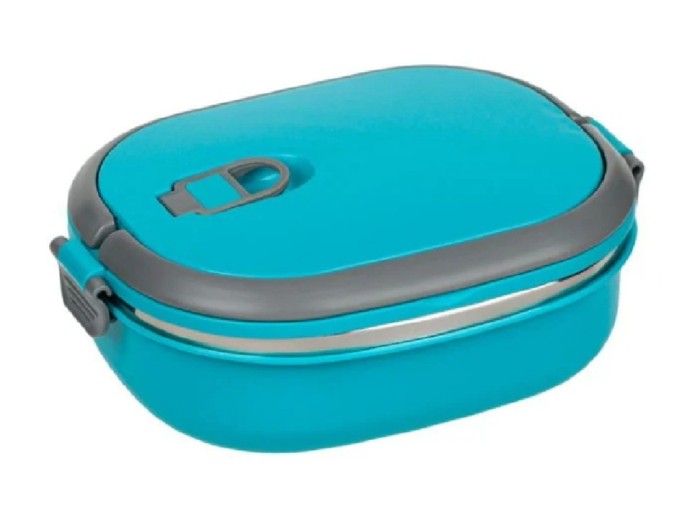 Recipient izotermic cu maner pentru alimente, turcoaz, 20x15x8 cm, plastic\inox, ConceptSeller