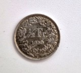 moneda argint _ Elvetia 1/2 franc 1959 _ AG .835 _ km # 23