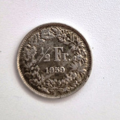 moneda argint _ Elvetia 1/2 franc 1959 _ AG .835 _ km # 23