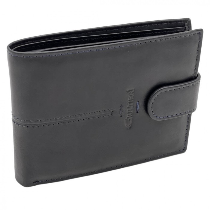 Portofel Bleumarin din Piele pentru Bărbați - Compact și Elegant, Ideal pentru Cadou, 12,5x9,5x2 cm