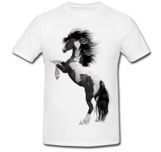 Tricou &amp;quot; Black and white horse &amp;quot; foto