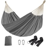 SONGMICS Hamac dublu, accesorii de prindere cu chingi si carabiniere, 210x150 cm, 300 kg, gri Household NewTrend