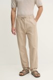 Pepe Jeans pantaloni din amestec de in LINEN PULL ON PANTS bărbați, culoarea bej, cu fason chinos, PM211872