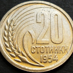 Moneda 20 STOTINKI - RP BULGARIA, anul 1954 *cod 850 B = UNC