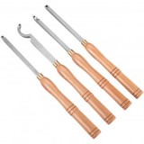 Set 4 dalti pentru strunguri lemn, Otel HSS, maner lemn, carbura cu forma de diamant