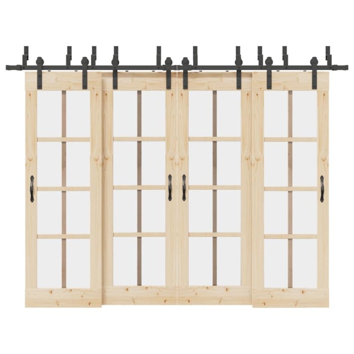 vidaXL Set feronerie pentru uși glisante, negru, 305 cm, oțel