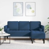 Cumpara ieftin Canapea formă L, 3 locuri, albastru, 160 cm, textil
