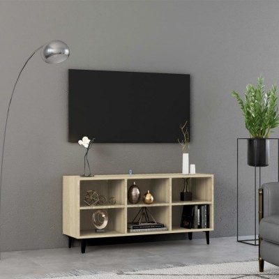 vidaXL Comodă TV cu picioare metalice, stejar sonoma, 103,5x30x50 cm foto