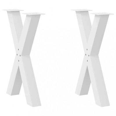 vidaXL Picioare de masă &amp;icirc;n formă de X, 2 buc., alb, 60x(72-73) cm, oțel 4012973 foto