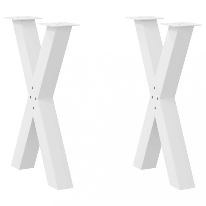 vidaXL Picioare de masă &icirc;n formă de X, 2 buc., alb, 60x(72-73) cm, oțel 4012973