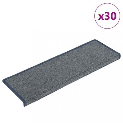 vidaXL Covorașe pentru scări, 30 buc., 65x21x4 cm, gri deschis și albastru, cu margini dreptunghiulare 3365780 foto