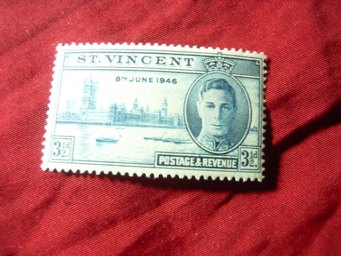 Timbru St.Vincent colonie britanica 1946 R.George VI, val. 3 1/2p