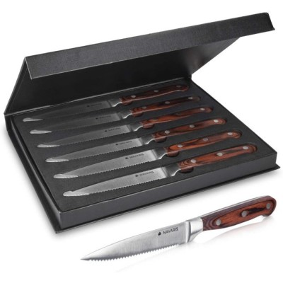 Set 6 cutite pentru friptura cu maner din lemn Navaris, 48114.01.06 foto