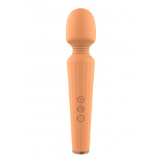 Vibrator Wand Glam, 5 Moduri Vibratii, 3 Intensitati, Silicon, USB, Portocaliu, 21.5 cm