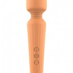 Vibrator Wand Glam, 5 Moduri Vibratii, 3 Intensitati, Silicon, USB, Portocaliu, 21.5 cm