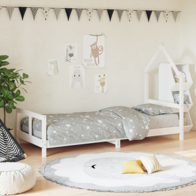 Cadru de pat pentru copii, alb, 80x200 cm, lemn masiv de pin GartenMobel Dekor foto