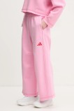 adidas pantaloni de trening ALL SZN Graphic femei, culoarea roz, neted, JJ4533