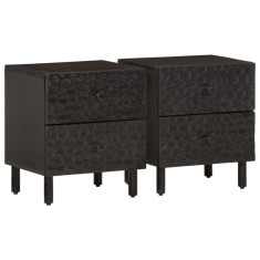 vidaXL Noptiere, 2 buc., negru, 40x33x46 cm, lemn masiv de mango 356818