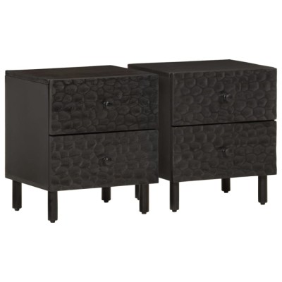 vidaXL Noptiere, 2 buc., negru, 40x33x46 cm, lemn masiv de mango 356818 foto