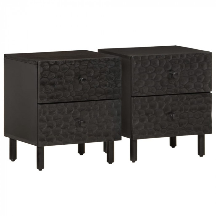 vidaXL Noptiere, 2 buc., negru, 40x33x46 cm, lemn masiv de mango 356818