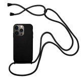 Husa compatibila cu apple iphone 13 pro max, strap, cu snur prindere gat regrabil, camera protect, antishock, negru