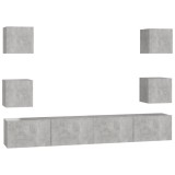 Cumpara ieftin Set dulap TV, 6 piese, gri beton, lemn prelucrat