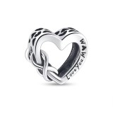 Cumpara ieftin Charm/talisman argint 925, JW1165, model inima si infinit, placat cu rodiu