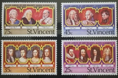BC12, ST.Vincent 1977, 4 timbre regina Elisabeta a II-a, jubileul de argint foto