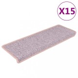 vidaXL Covorașe scări autoadezive, 15 buc. roz 65x21x4 cm aspect sisal